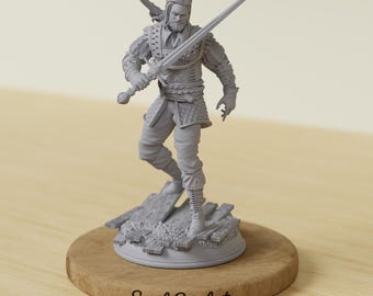 Miniatura de cazador de maleficios humano, personaje PNJ luchador, 28 mm x 32 mm, juego de rol de mesa D&D Pathfinder