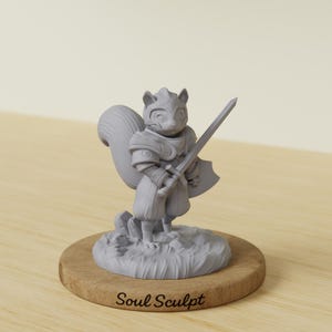 Chevalier écureuil | Mignon guerrier animal miniature | 28 mm 32 mm 38 mm 75 mm | RPG de table | Éclaireur du MDN