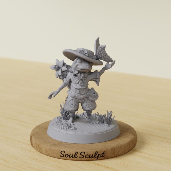 Frogfolk Miniature | Cottagecore Frog NPC | 28/32/38mm Scale | Fantasy RPG Character | Resin Mini