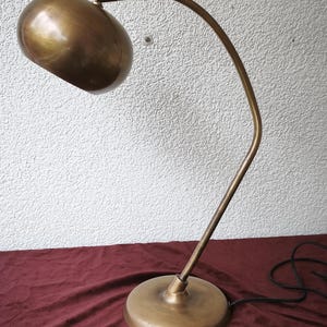 Vintage Mid Century Modern Globe Desk Lamp - Brass & Yellow Bronze - Minimalist Task Light - 1970s Style