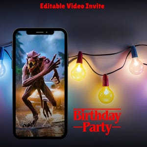 Stranger Nights Birthday Invitation Video | Scary Monster Party Invite | Upside Down Supernatural Sci-Fi Digital Template
