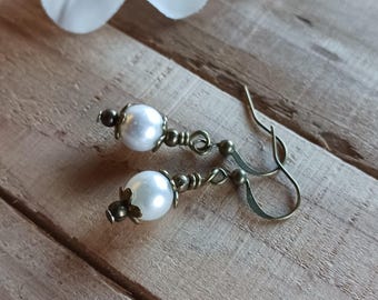 Vintage pearl earrings, festive earrings, vintage bridal earrings, pearl earrings, gift for women