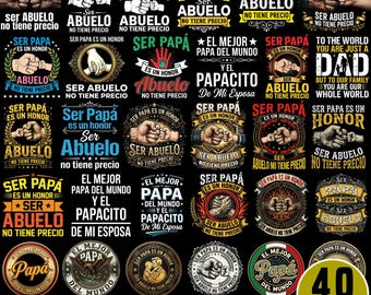 Funny Grandpa PNG Bundle, Ser Papa Es Un Honor Ser Abuelo No Tiene Precio, Spanish Grandpa Quotes, Father's Day PNG, Abuelo PNG, 40 Designs