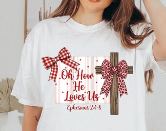 Oh wie er uns geliebt hat Png, Glitter Valentine Jesus Coquette Png, John 3:16 Png, Pink Valentine Png, Christian Valentine Png, Bibel Verse Png