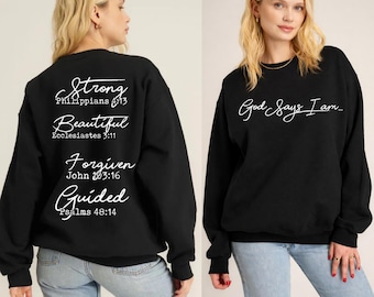 Elegancki chrześcijański cytat SVG PNG, werset biblijny SVG, Bóg mówi, że jestem SVG, Pismo Święte SVG, projekt koszulki z rękawem SVG, religijny SVG, pobieranie cyfrowe