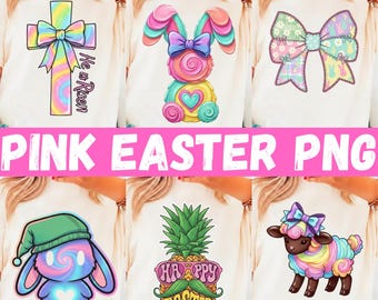 Paquete de conejito de Pascua con pinceladas PNG, lazo de conejito coqueto PNG, Él ha resucitado PNG, Pascua PNG, Pascua retro PNG, Pascua para niñas PNG, Pascua preppy