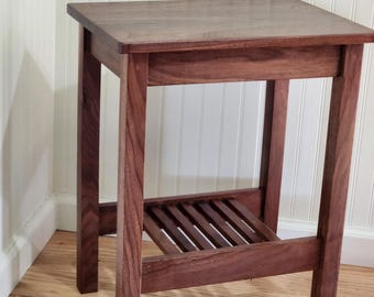 Mission Style Real Solid Walnut Wood End Table or Bedside stand