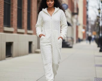 Coral Fleece Onesie Pajamas, Women's Winter Loungewear