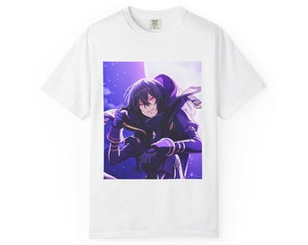 ゴシックアニメグラフィックTシャツ：パープルデザイン、ストリート 
