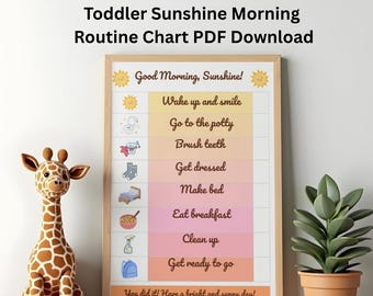 Toddler Morning Routine Chart Printable |Visual Schedule for Kids | Preschool Daily Checklist | Independent Routine Chart