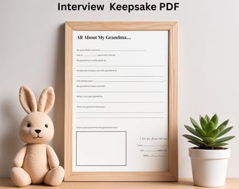 All About Grandma Printable | Mother’s Day Interview for Kids| Fill In Questions Sheet, Keepsake Gift from Child | Printable Activity