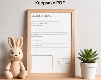 All About My Dad Printable | Father’s Day Interview for Kids | Fill In Questionnaire Gift from Child | Daddy Keepsake Activity