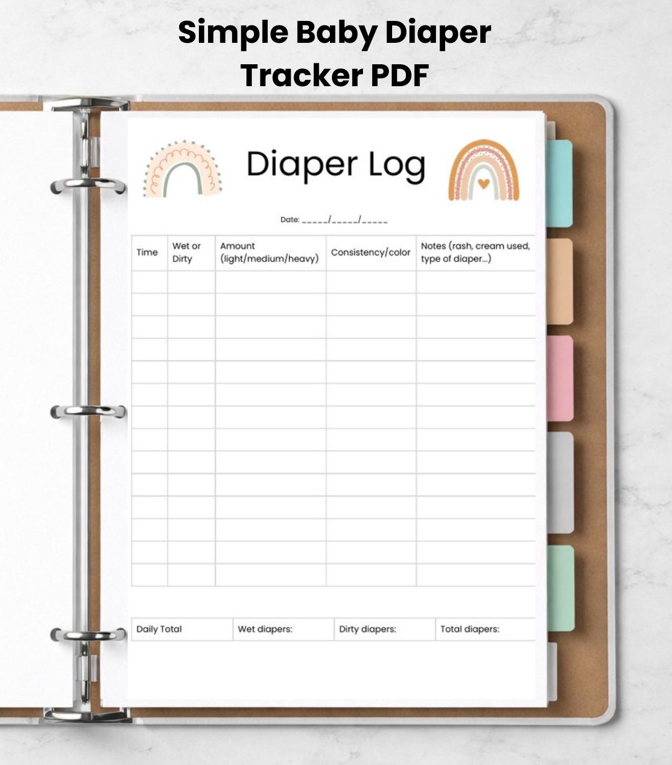 Diaper Log Printable | Baby Diaper Tracker | Newborn Nappy Chart ...