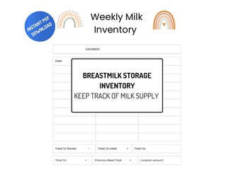Breast Milk Storage Log Printable | Freezer Inventory Tracker for Breastfeeding Moms | Pumping Log Sheet PDF