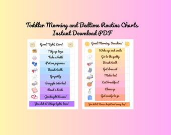 Toddler Routine Chart Bundle Printable |Morning & Bedtime Visual Schedule |Preschool Daily Checklist | Kids Routine Cards PDF
