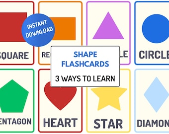 Shapes Flashcards Printable for Preschool Toddler | Shape Matching Sorting Activity | Montessori Homeschool Learning Cards | Pre K Geometry
