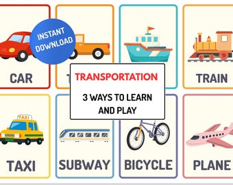 Transportation Flashcards for Toddlers & Preschoolers | 24 Vehicle Cards | Montessori Transportation Printable | Homeschool Learning pdf