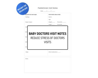 Doctor Visit Notes Printable for Baby | Pediatric Appointment Tracker | Newborn Medical Log | Child Health Notes Sheet