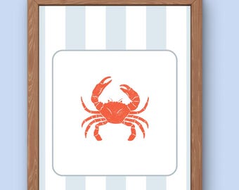 Crab Nursery Wall Art | Nautical Nursery Decor | Coastal Baby Room Print | Ocean Nursery Wall Art | Beach Theme Kids Decor