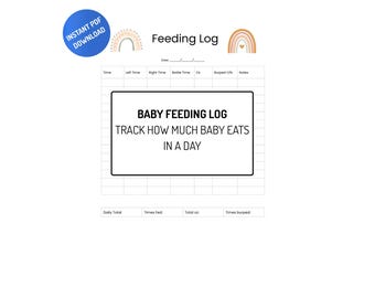 Infant Feeding Tracker Printable | Baby Feeding Log Breastfeeding & Formula | Newborn Feeding Schedule Sheet | PDF