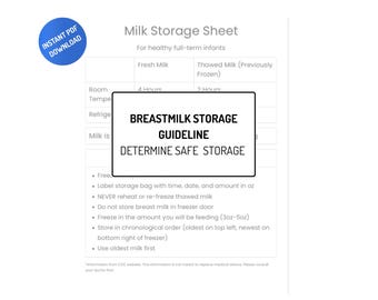 Breast Milk Storage Guidelines Printable | Breastfeeding Reference Chart | Pumping Storage Rules | New Mom Cheat Sheet PDF