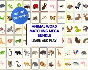 Animal Word Sorting Mega Bundle | Preschool Sorting Activities | Animal Vocabulary Cards | Word Matching Flashcards  Montessori Homeschool