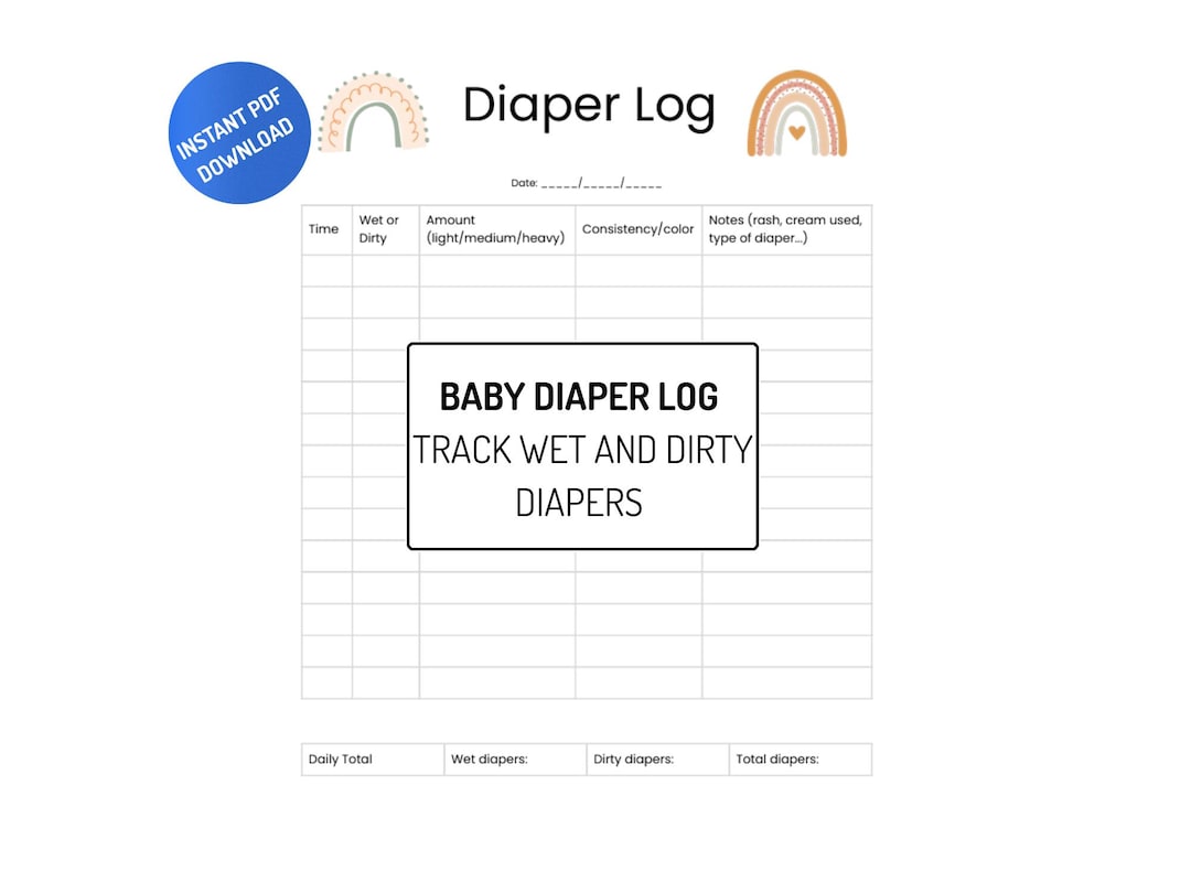 Baby Diaper Log Printable | Newborn Diaper Tracker | Infant Daily ...