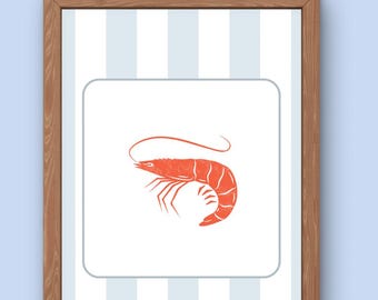 Nautical Nursery Wall Art | Coastal Nursery Print | Ocean Baby Room Decor | Preppy Sea Life Poster | Shrimp Nursery Art
