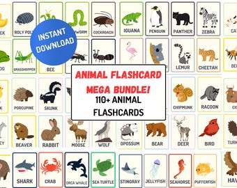 Animal Flashcards Mega Bundle for Toddlers & Preschoolers | 116 Printable Montessori Animal Cards | Ocean, Farm, Zoo, Forest + Insects