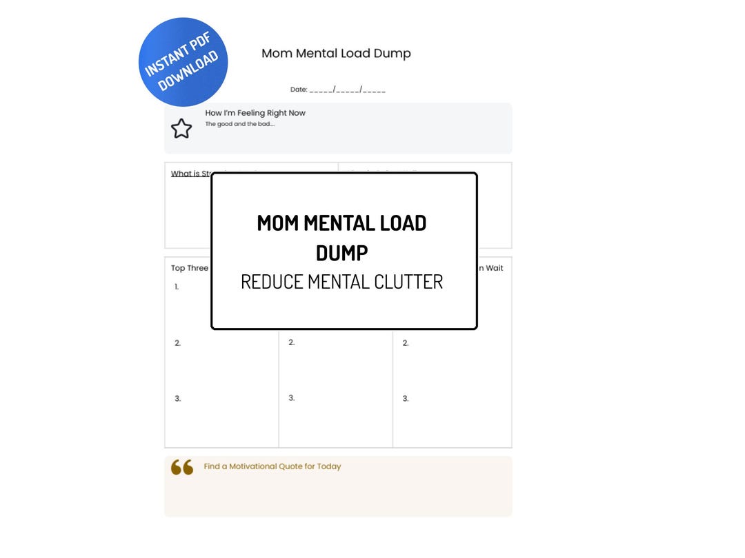 Mom Mental Load Dump Printable | Brain Dump Sheet for Moms ...