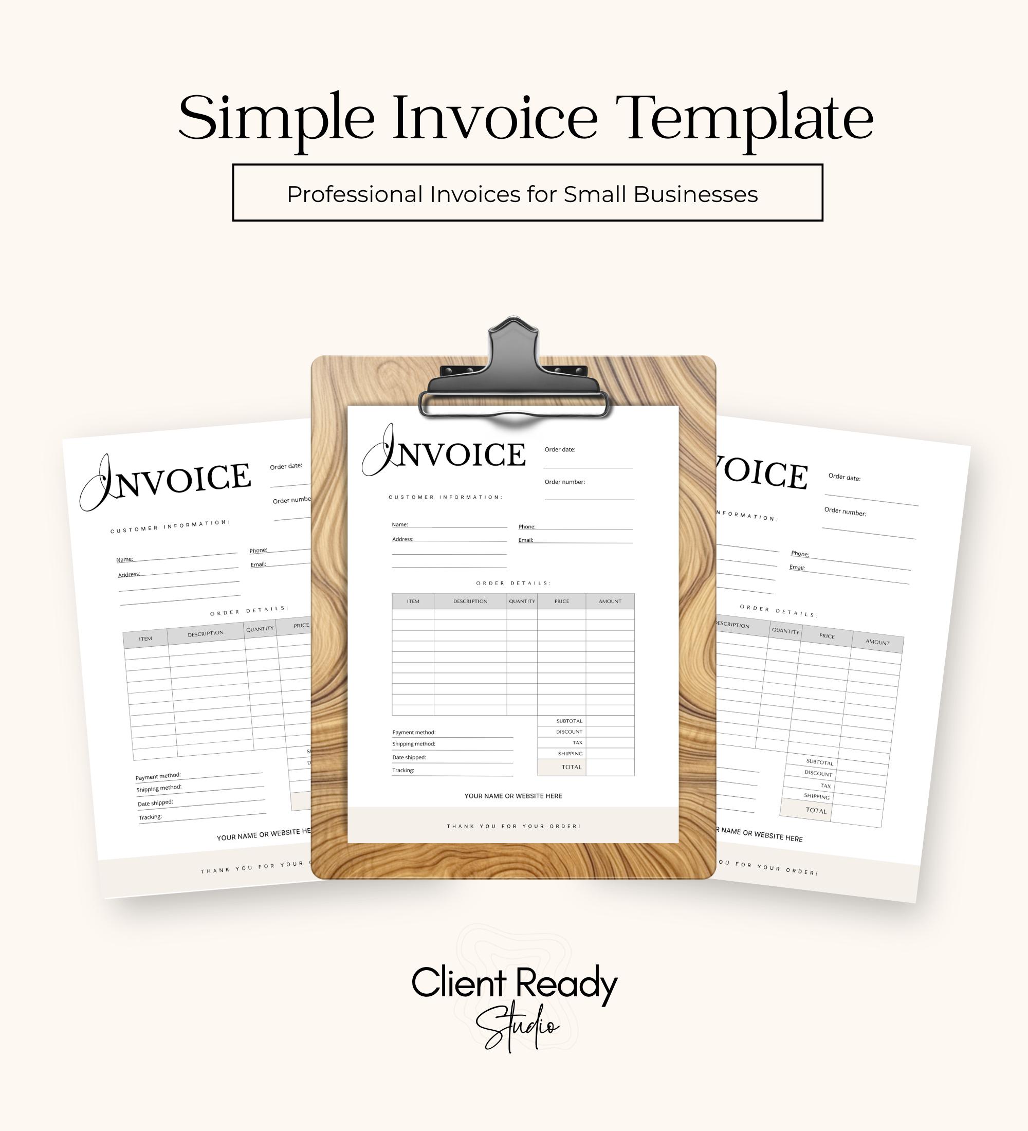 Simple Invoice Template | Editable Canva Invoice for Small Businesses ...