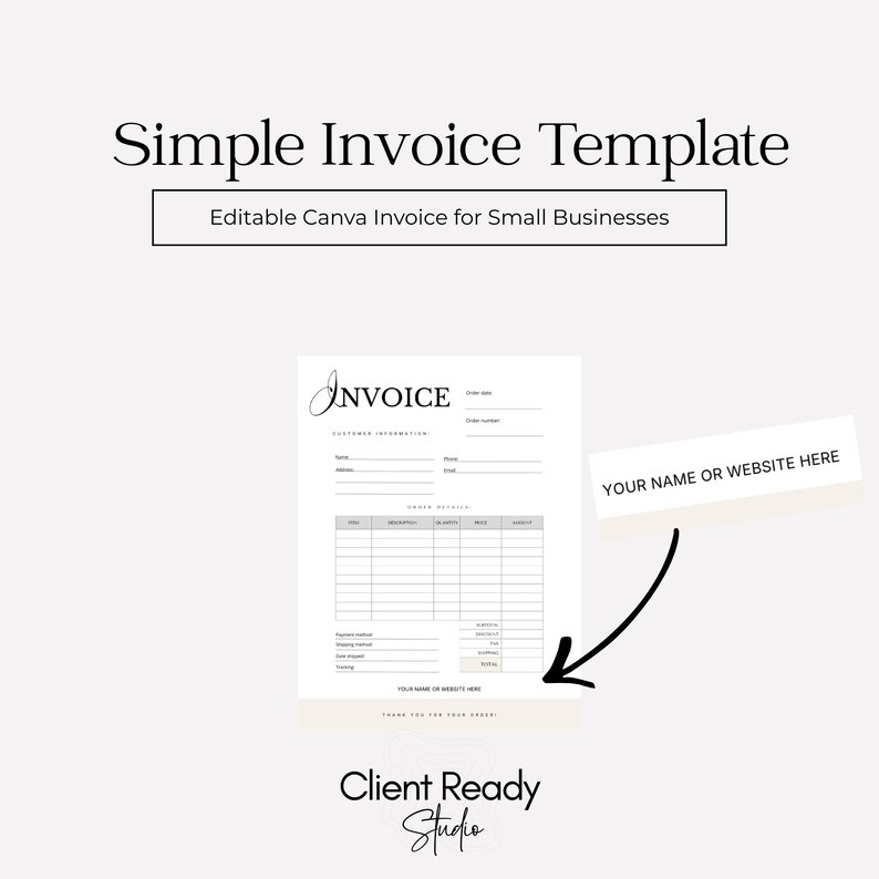 Simple Invoice Template | Editable Canva Invoice for Small Businesses ...
