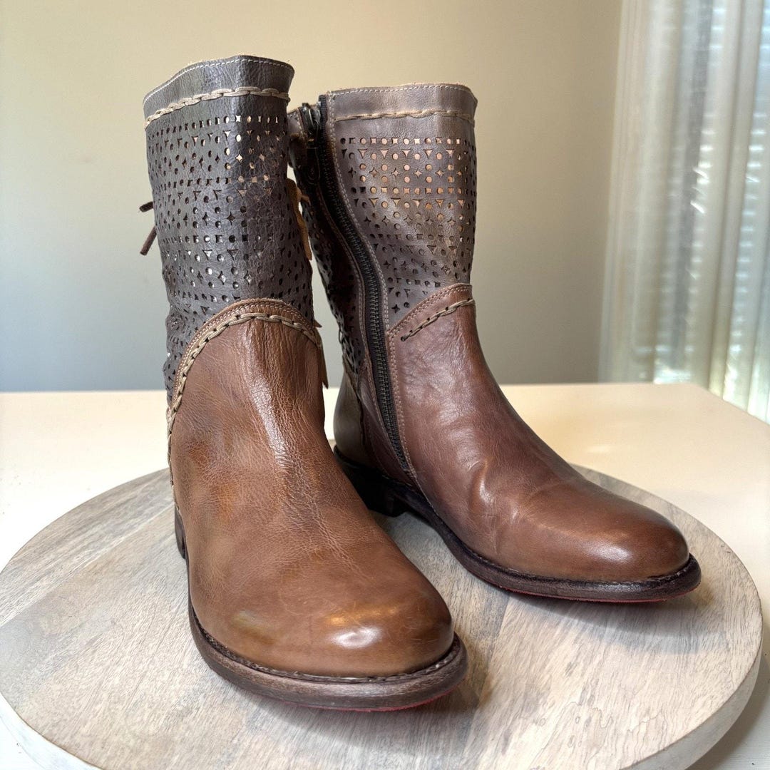 Bed Stu Cobbler Cheshire Boots 8 Mid-calf Leather Zip Artisan Boho ...