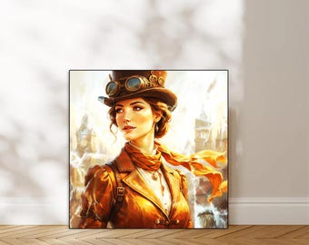 Steampunk Woman Art Print | Fantasy Portrait Poster (Digital Download)