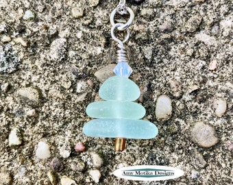 Beach Glass Winter Tree Necklace, Beach Glass Christmas, Blue Tree Necklace, Light Blue Beach Glass, Lake Erie, Sea Glass, Beach Glass