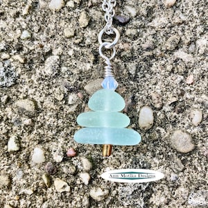 Beach Glass Winter Tree Necklace, Beach Glass Christmas, Blue Tree Necklace, Light Blue Beach Glass, Lake Erie, Sea Glass, Beach Glass