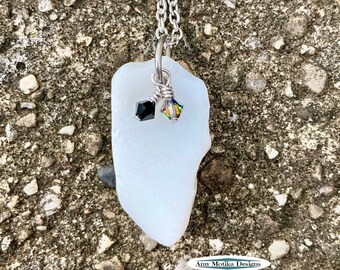 Milk Glass Necklace, Lake Erie Beach Glass Necklace, Beach Glass Necklace, White Beach Glass, Lake Erie, Beach Glass