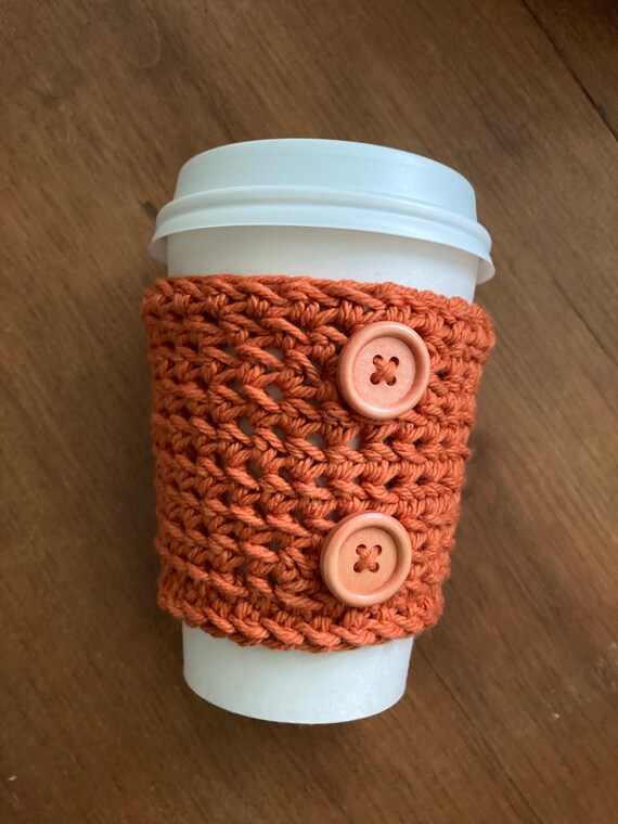 Ocean Inspired Coffee Cozy with Wooden Buttons