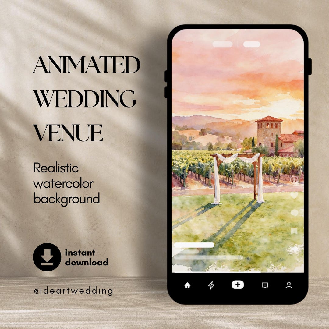 Animated Napa Valley Vineyard Wedding Venue Background | Watercolor ...