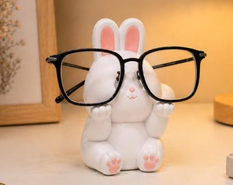 Joli porte-lunettes lapin, porte-lunettes lapin, organisateur de lunettes pour décoration de bureau, table de chevet porte-lunettes, idée cadeau