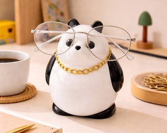 Soporte para gafas con diseño de panda, lindo soporte para gafas, organizador de escritorio, divertido soporte para gafas con forma de animal, regalo para compañeros de trabajo o para la oficina.