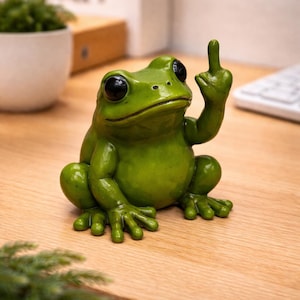 Figurine grenouille doigt du milieu - décoration de bureau, statue de grenouille drôle, accessoire de bureau fantaisie, décoration de bureau mignon