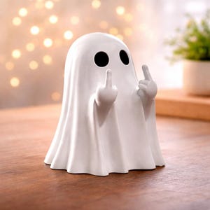 Rude middelvinger spookbeeldje – grappig bureauornament