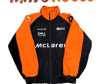Vintage McLaren Embroidered Racing Bomber Jacket, Motorsport Streetwear Coat