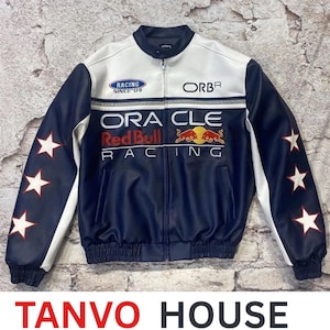 Red Bull Racing Jacket – Embroidered Leather Splicing Motorsport Streetwear