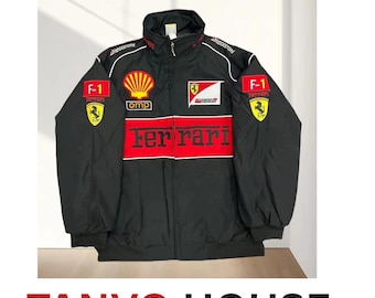 Vintage Ferrari Racing Jacket F1 Motorsport Streetwear Red Black Unisex
