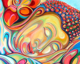Dreaming Buddha Giclee Canvas Print – Sofan Chan, 18x24 Floral Art