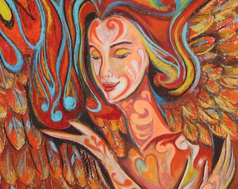 Angel Art Giclee Print on Canvas – Inspirational Painting by Sofan Chan