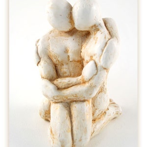 GAY LOVERS SCULPTURE - Wedding, anniversary and friendship gift, sensual gay art statue