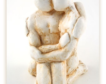 GAY LOVERS SCULPTURE - Wedding, anniversary and friendship gift, sensual gay art statue